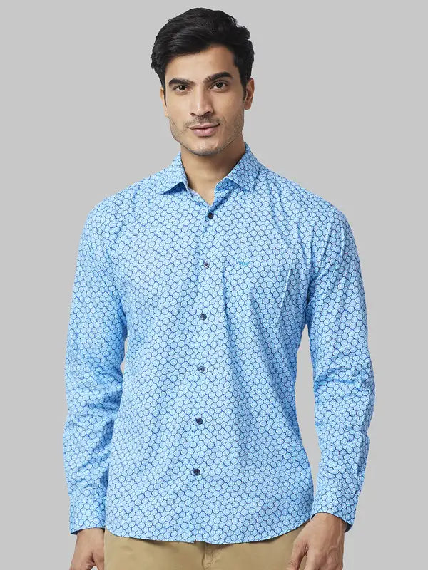 Men Slim Fit Blue Shirt