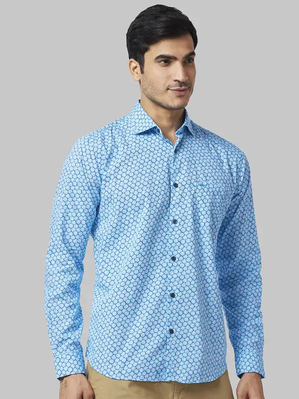 Men Slim Fit Blue Shirt