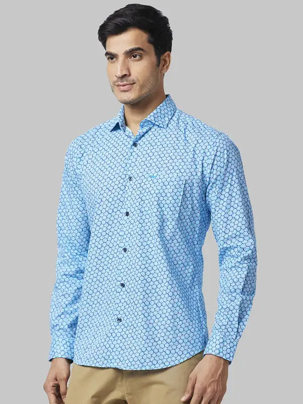 Men Slim Fit Blue Shirt