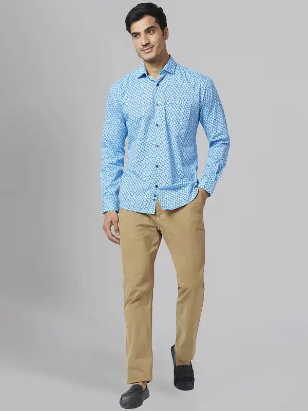 Men Slim Fit Blue Shirt
