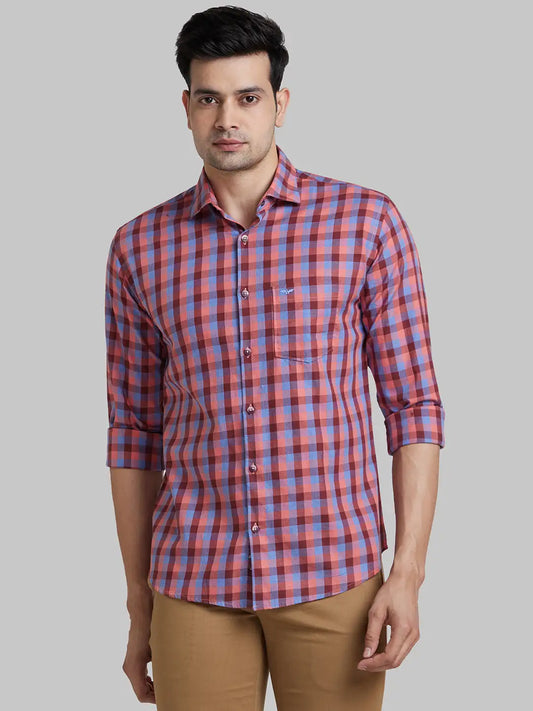 Men Blue Slim Fit Solid Cotton Shirts