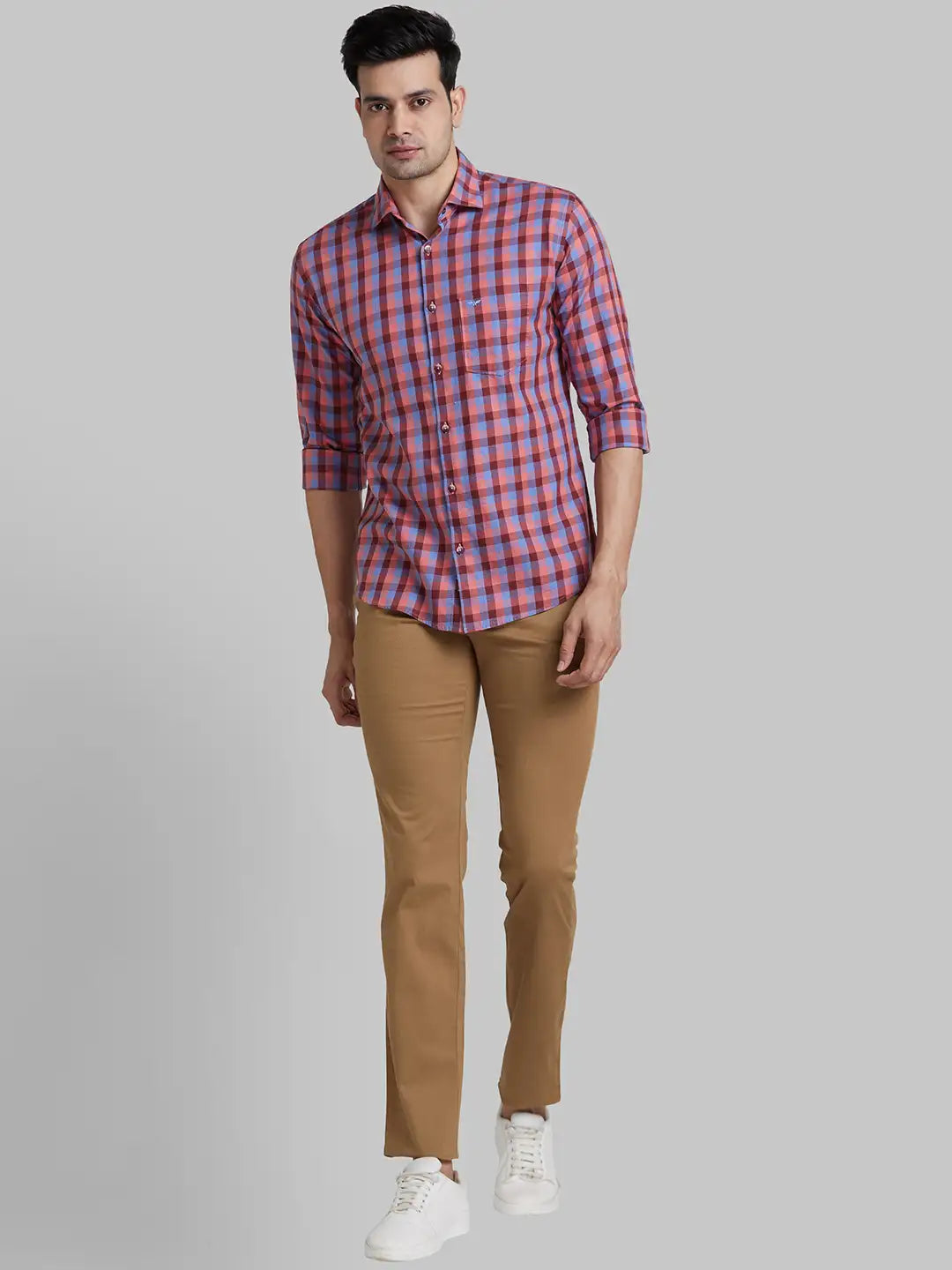 Men Blue Slim Fit Solid Cotton Shirts