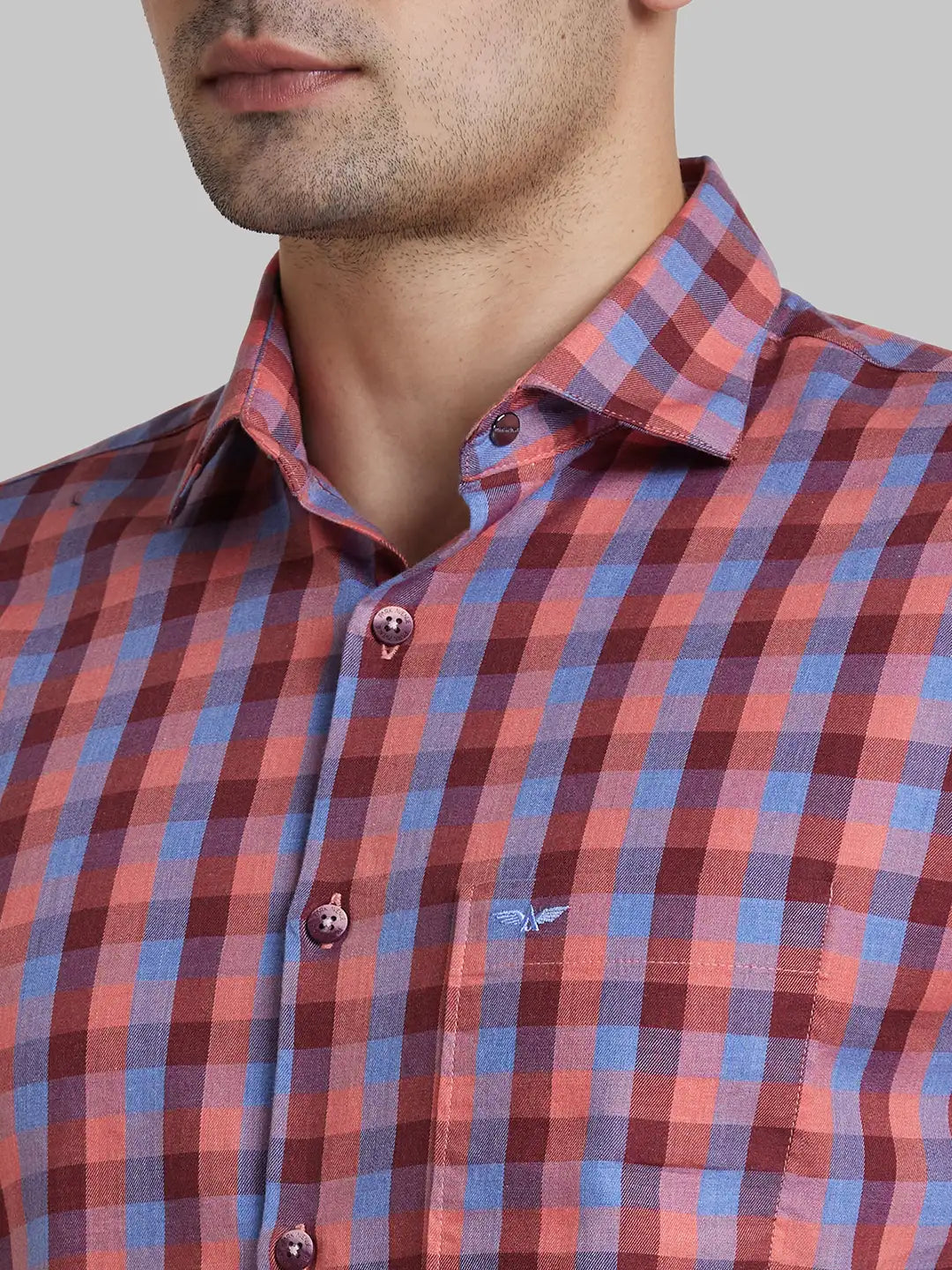 Men Blue Slim Fit Solid Cotton Shirts