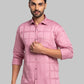 Park Avenue Men Maroon Checks Slim Fit Cotton Shirt