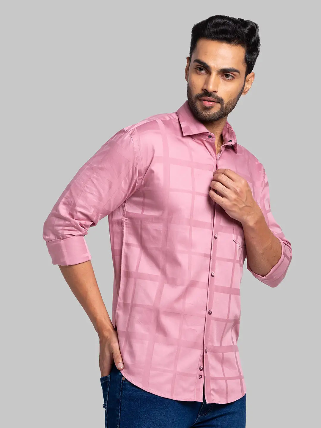 Park Avenue Men Maroon Checks Slim Fit Cotton Shirt