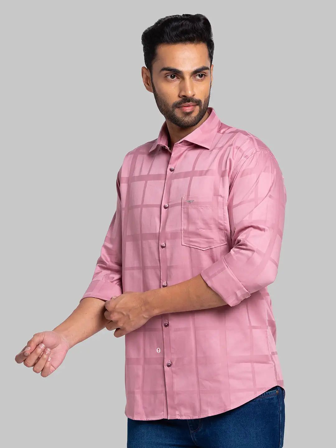 Park Avenue Men Maroon Checks Slim Fit Cotton Shirt