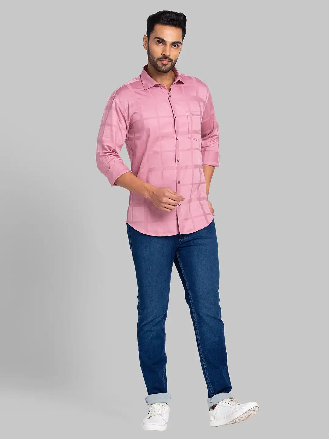 Park Avenue Men Maroon Checks Slim Fit Cotton Shirt