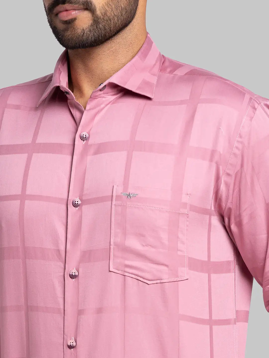 Park Avenue Men Maroon Checks Slim Fit Cotton Shirt