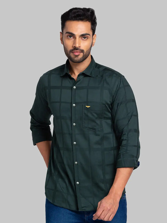 Park Avenue Men Red Checks Slim Fit Cotton Shirt