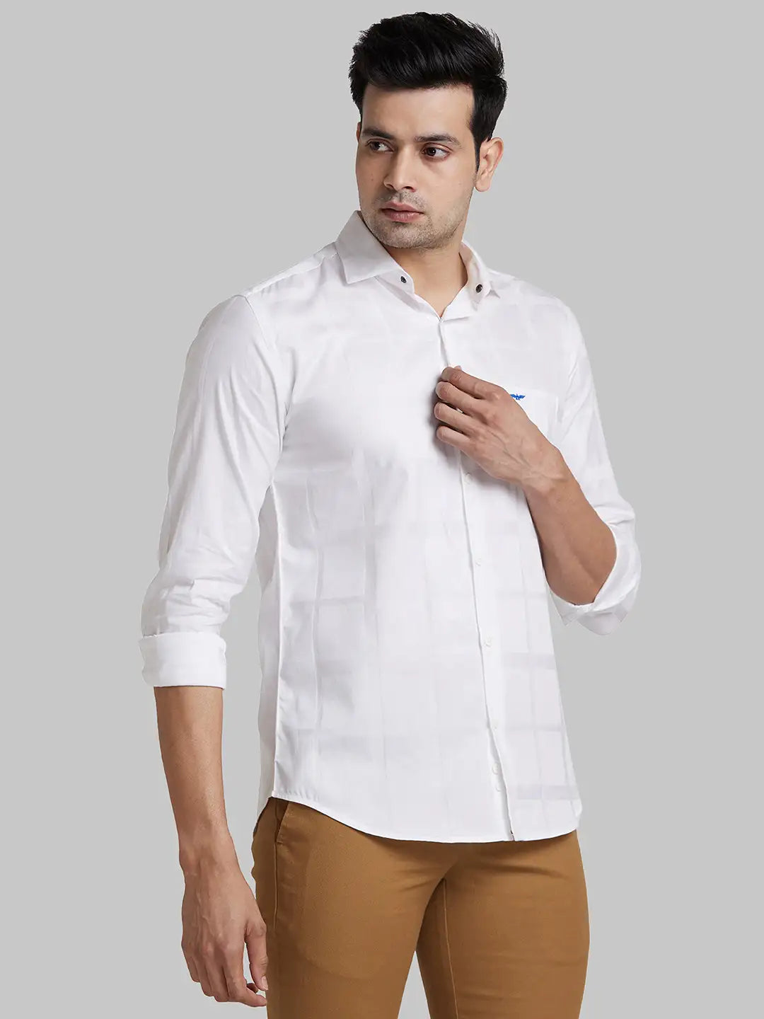 Park Avenue Men Orange Corduroy Slim Fit Cotton Shirt