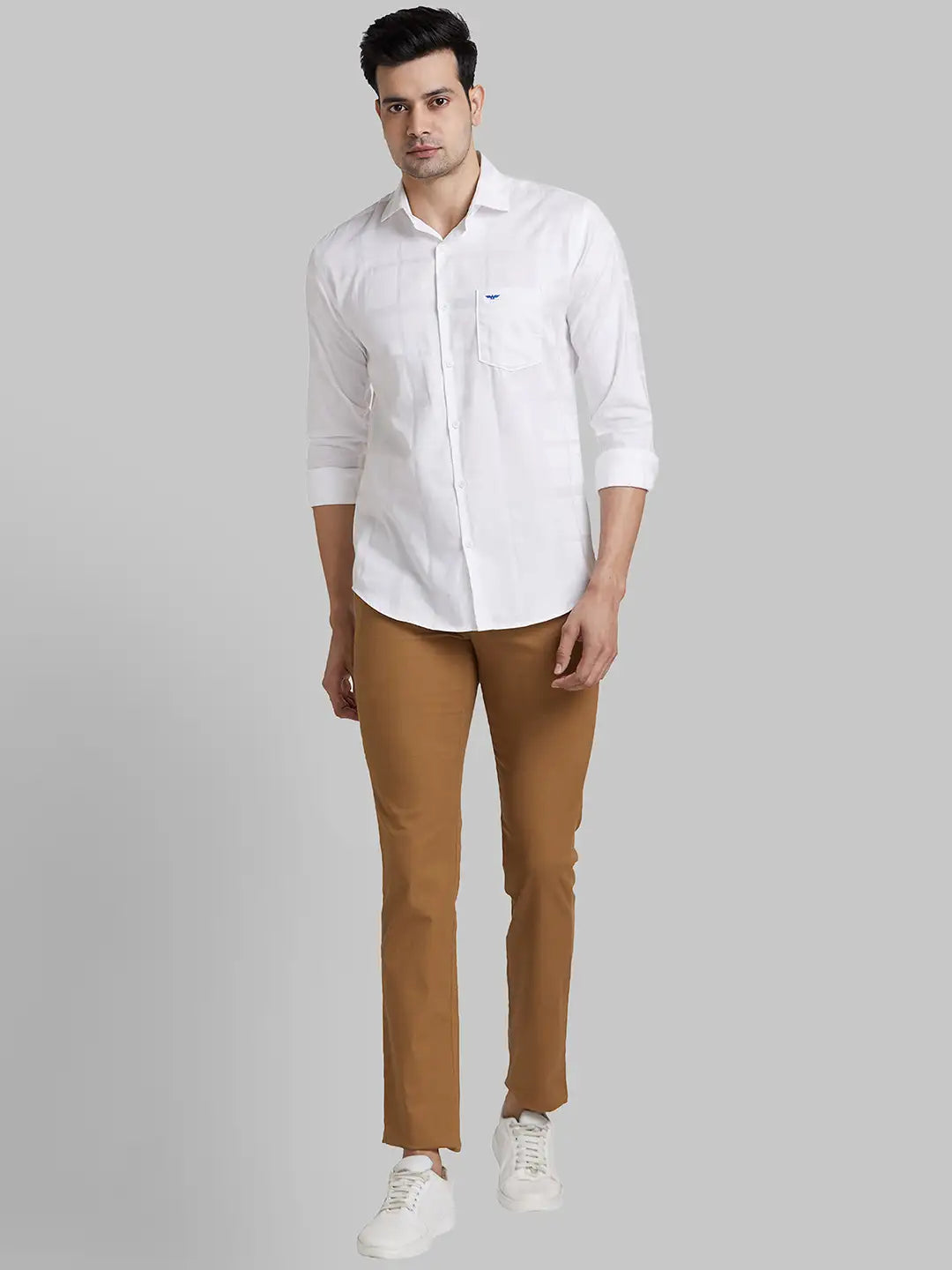 Park Avenue Men Orange Corduroy Slim Fit Cotton Shirt