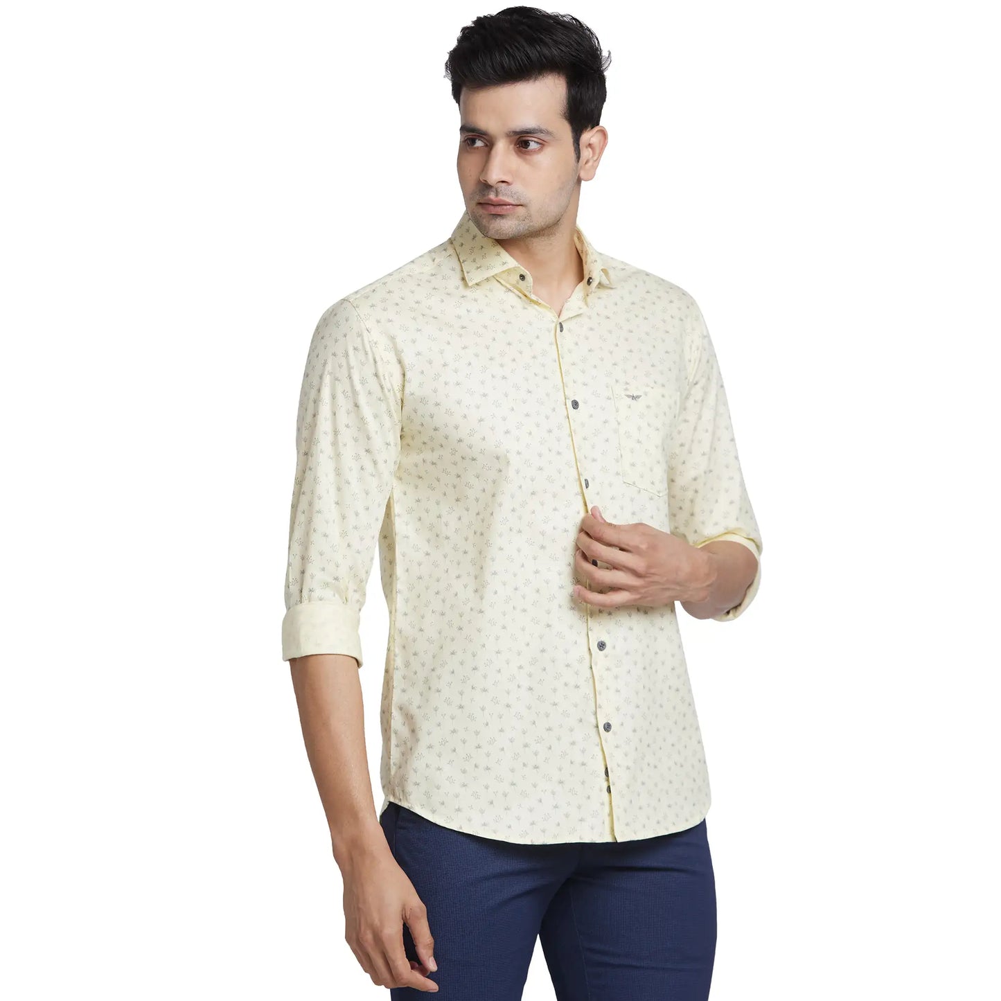 Park Avenue Men Blue Solid Slim Fit Cotton Blend Shirt