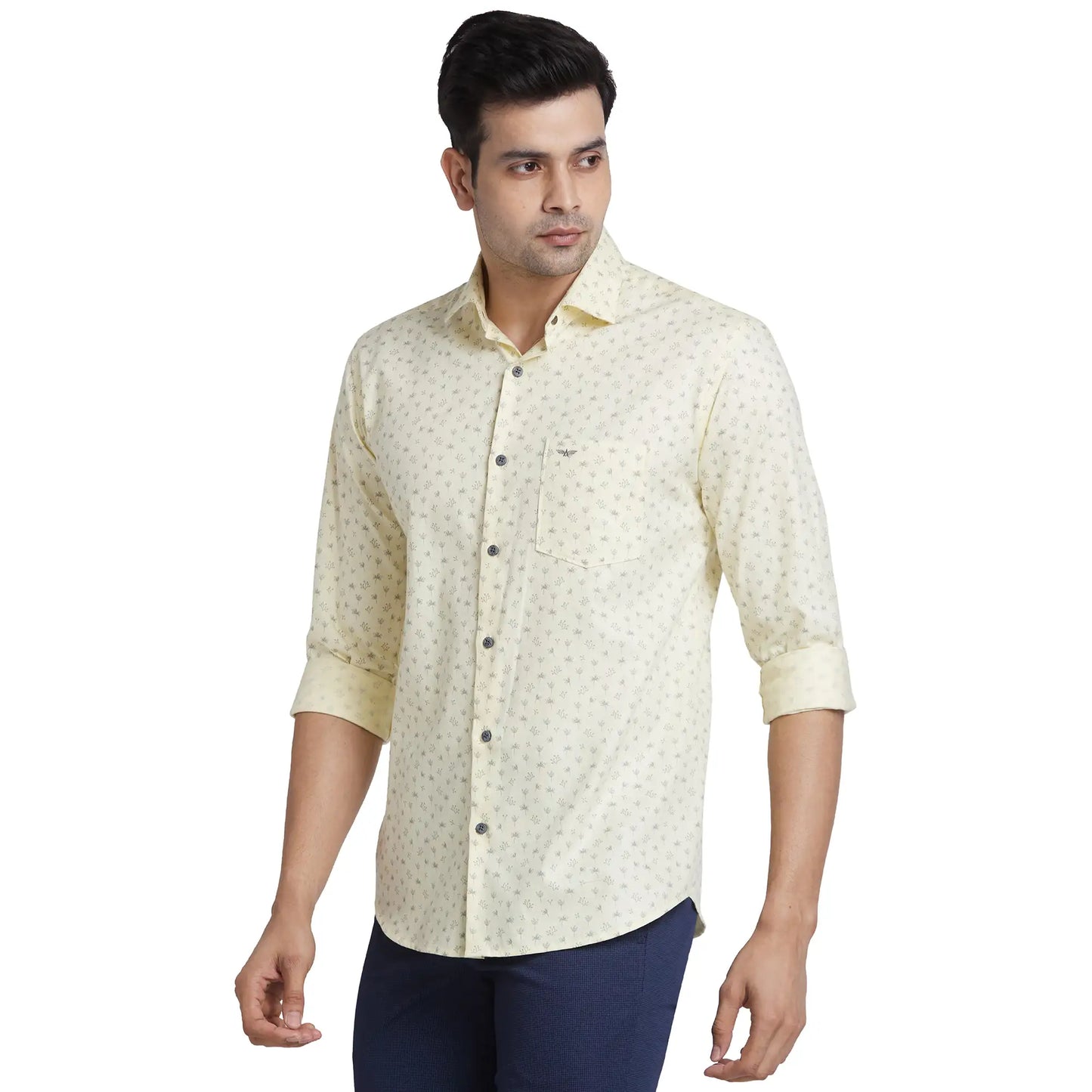 Park Avenue Men Blue Solid Slim Fit Cotton Blend Shirt
