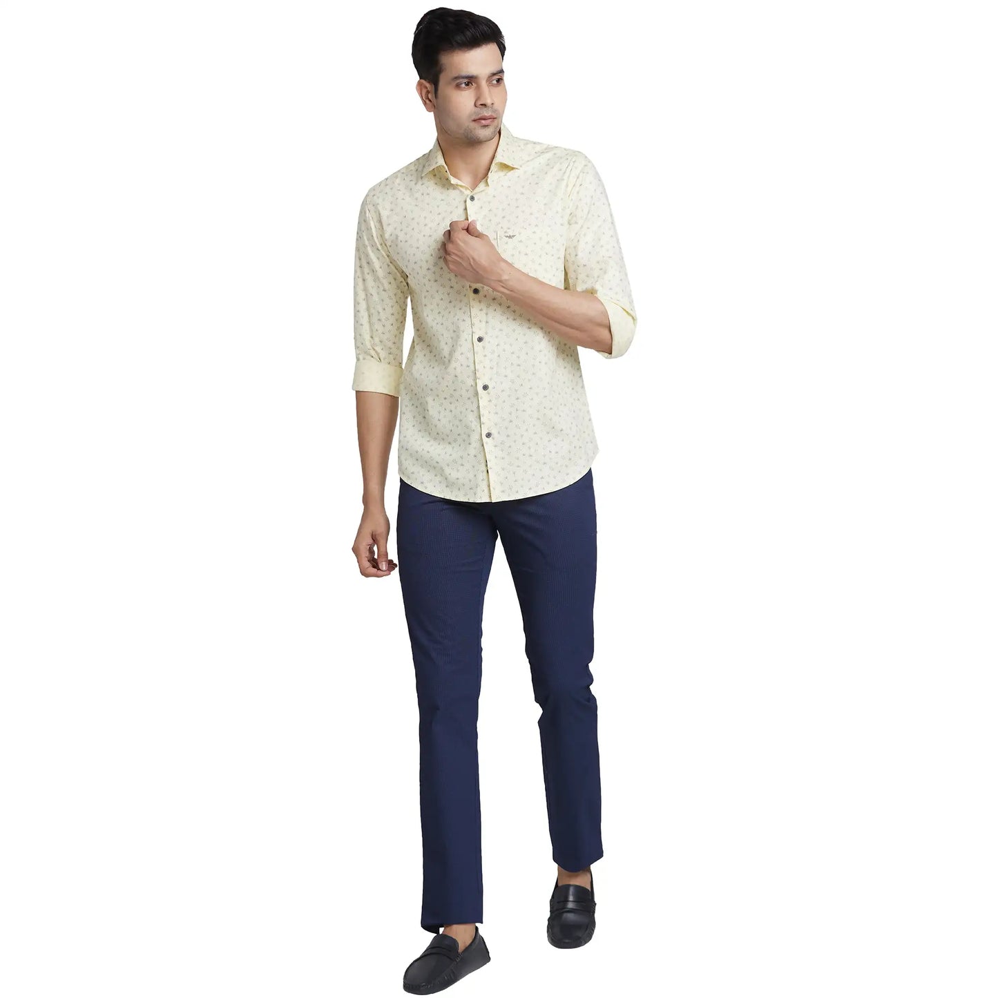 Park Avenue Men Blue Solid Slim Fit Cotton Blend Shirt