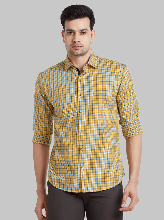 Men Brown Slim Fit Checks  Cotton   Shirts