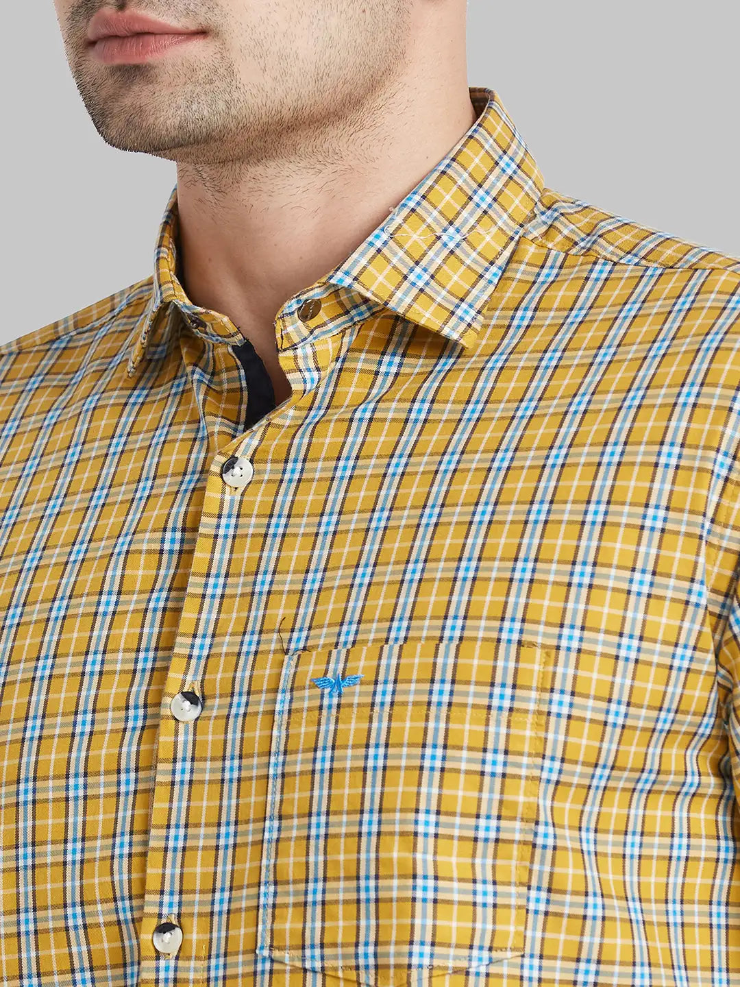 Men Brown Slim Fit Checks  Cotton   Shirts