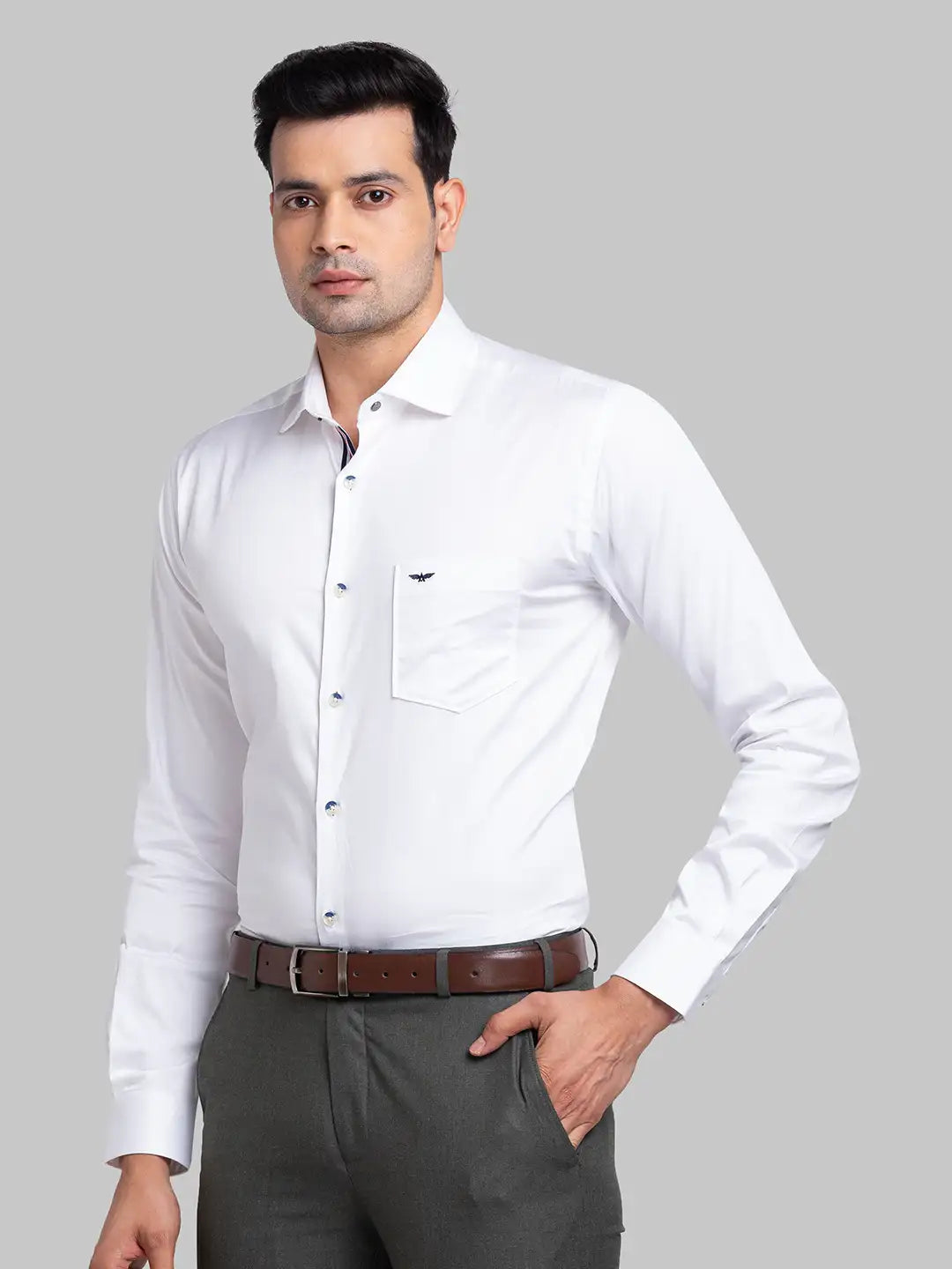 Men Slim Fit Grey Shirt