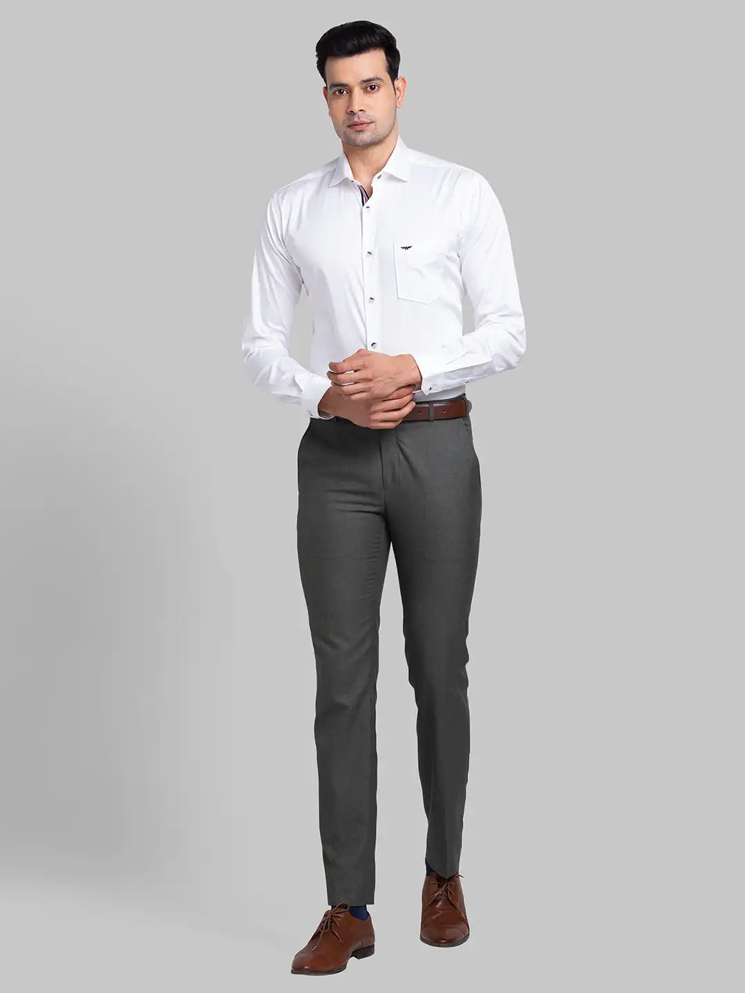 Men Slim Fit Grey Shirt