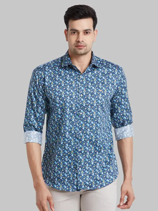 Men Slim Fit Grey Shirt