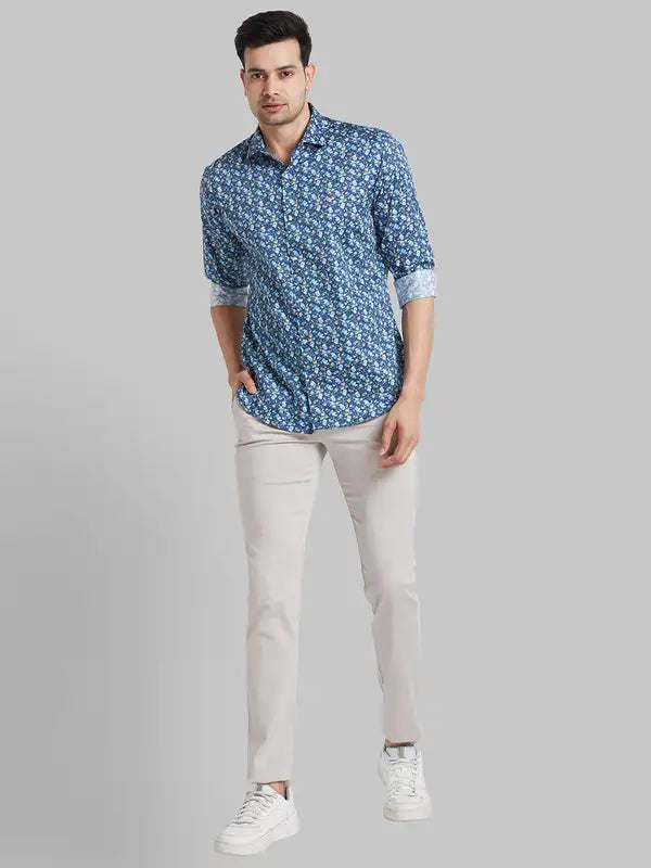 Men Slim Fit Grey Shirt
