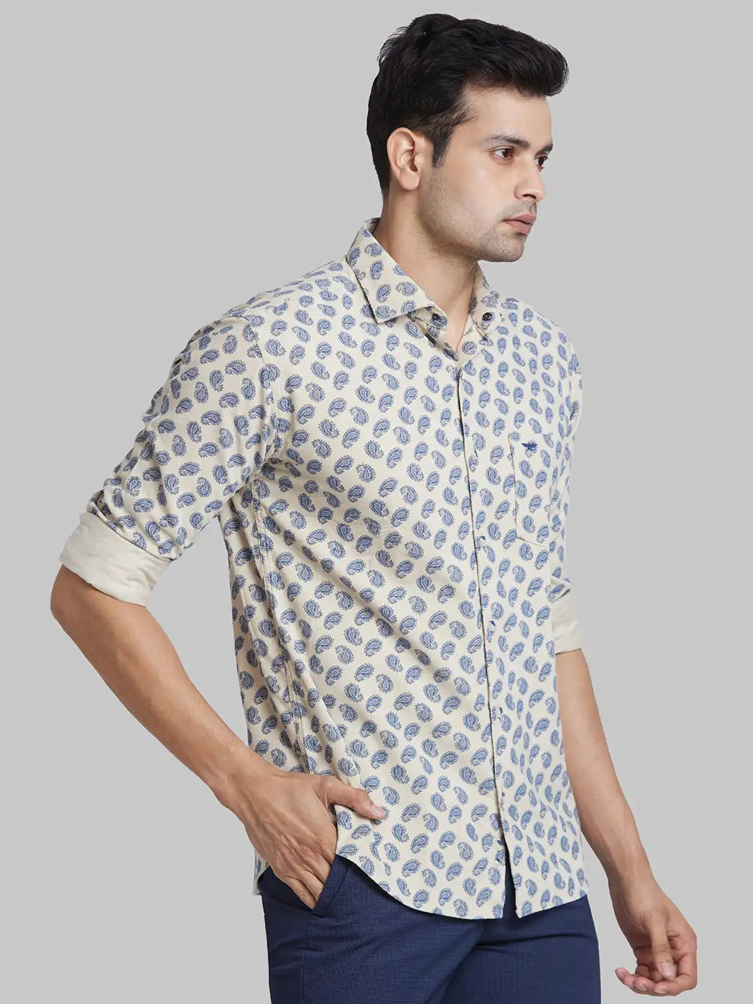 Men Slim Fit Blue Shirt