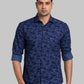 Men Black Slim Fit Print Cotton Shirts