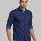 Men Black Slim Fit Print Cotton Shirts