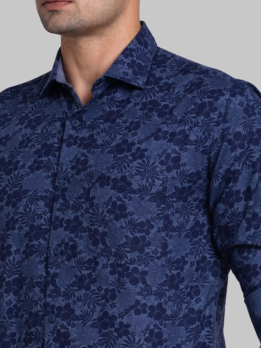 Men Black Slim Fit Print Cotton Shirts