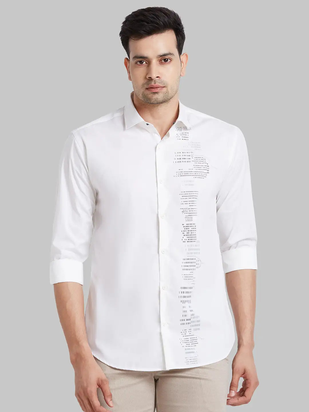 Park Avenue Men Violet Print Slim Fit Cotton Shirt