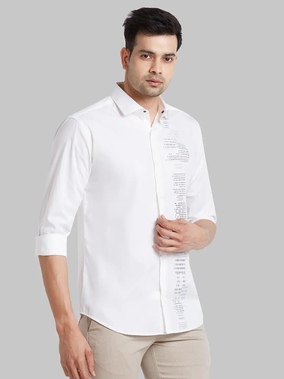 Park Avenue Men Violet Print Slim Fit Cotton Shirt