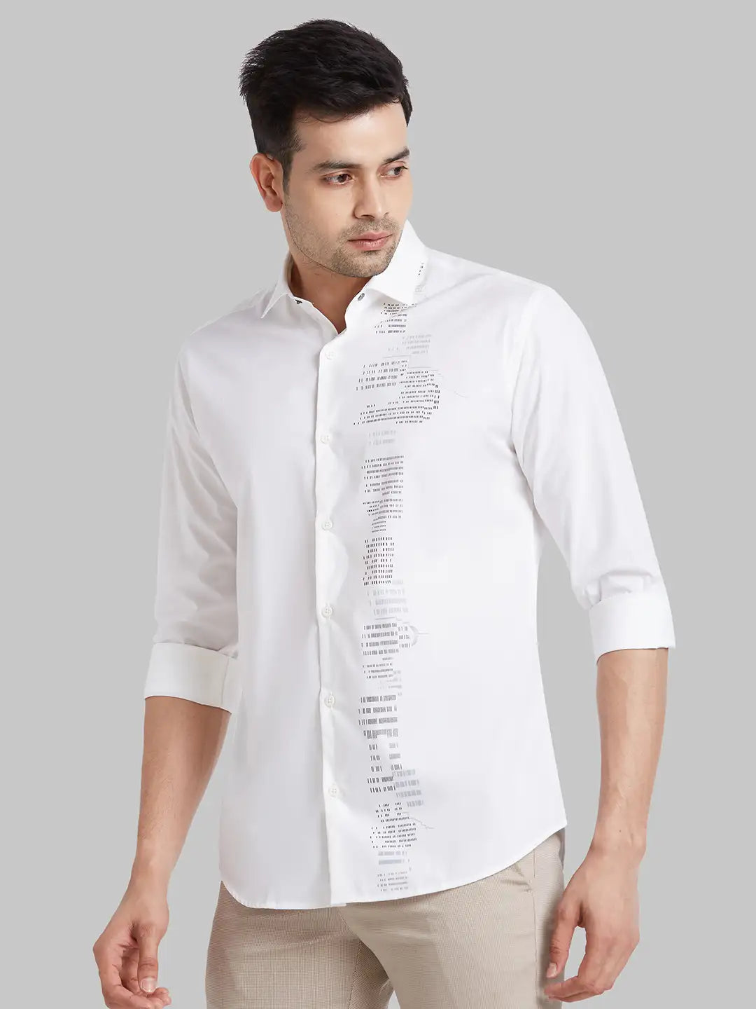Park Avenue Men Violet Print Slim Fit Cotton Shirt