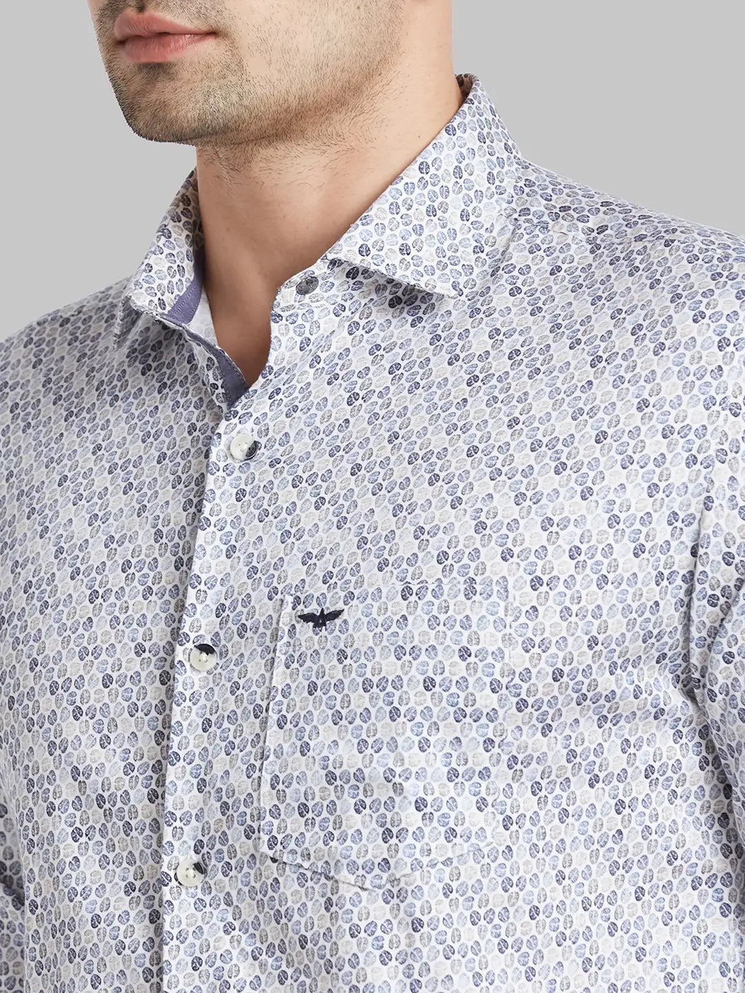 Men Grey Slim Fit Checks Cotton Shirts