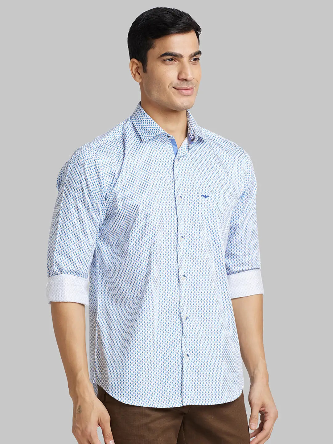 Men Green Slim Fit Print  Cotton   Shirts