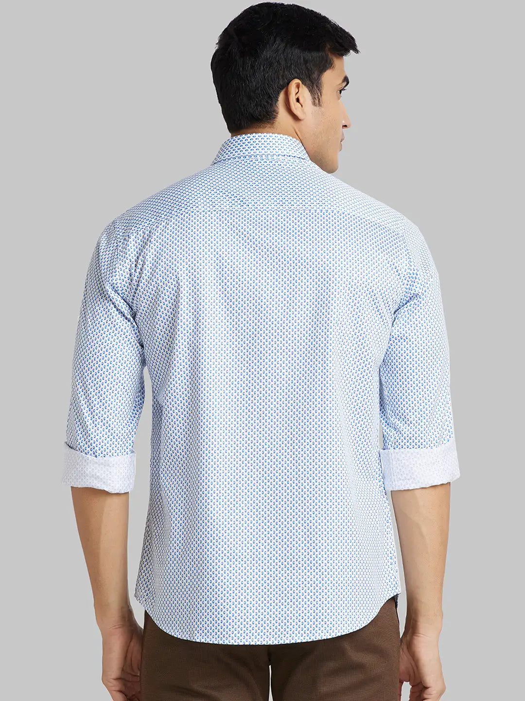 Men Green Slim Fit Print  Cotton   Shirts