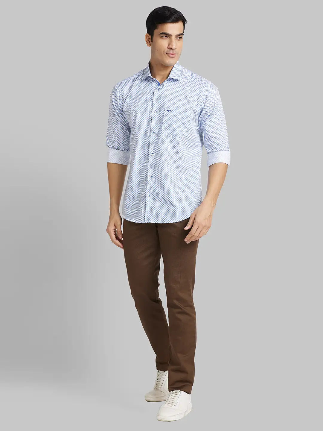 Men Green Slim Fit Print  Cotton   Shirts