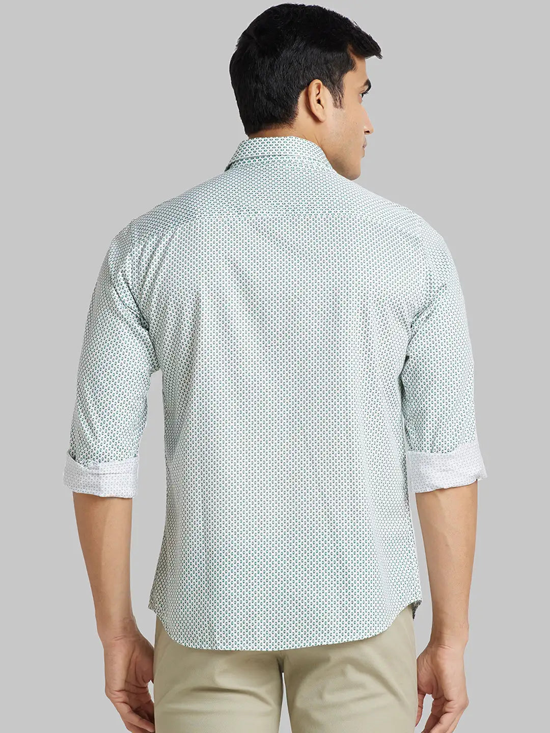 Men Orange Slim Fit Print  Cotton   Shirts