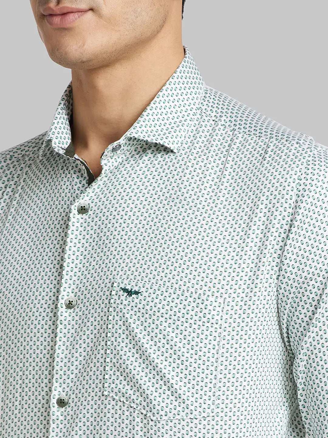 Men Orange Slim Fit Print  Cotton   Shirts