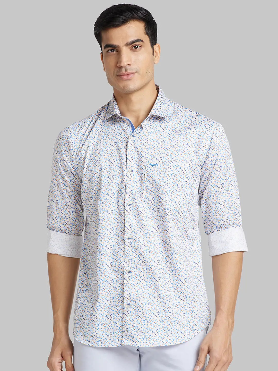 Men Blue Slim Fit Checks  Cotton   Shirts