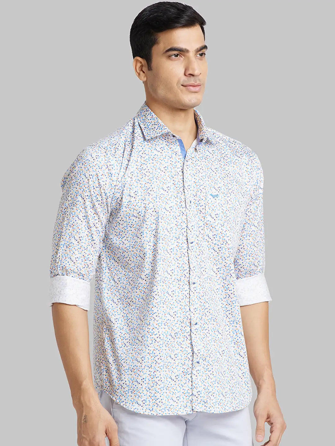 Men Blue Slim Fit Checks  Cotton   Shirts
