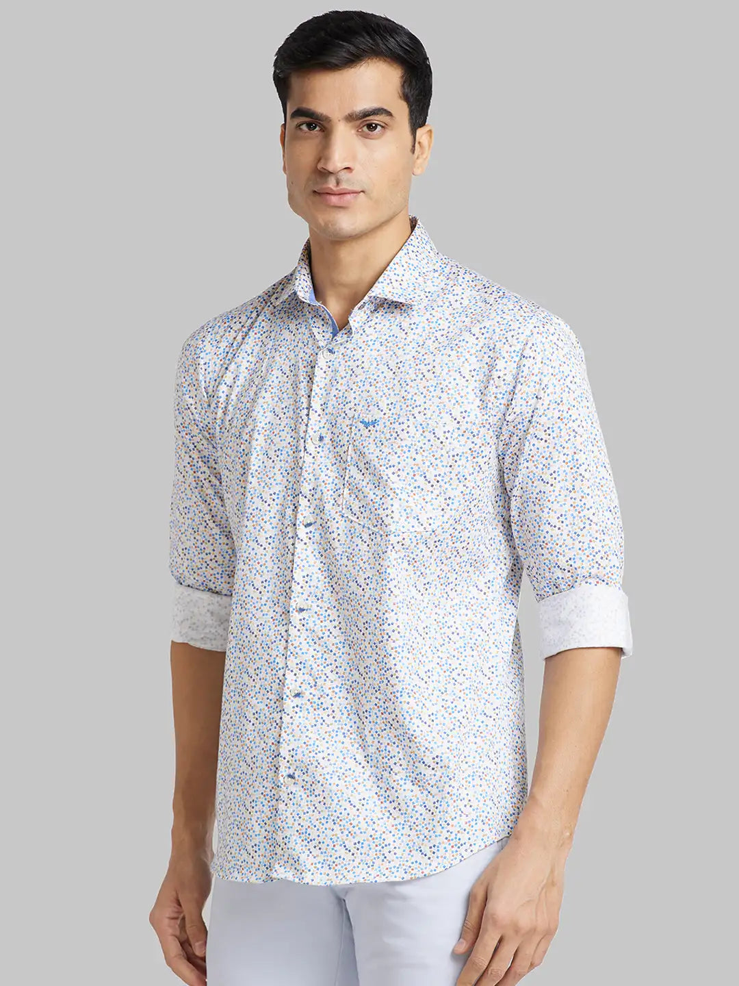 Men Blue Slim Fit Checks  Cotton   Shirts