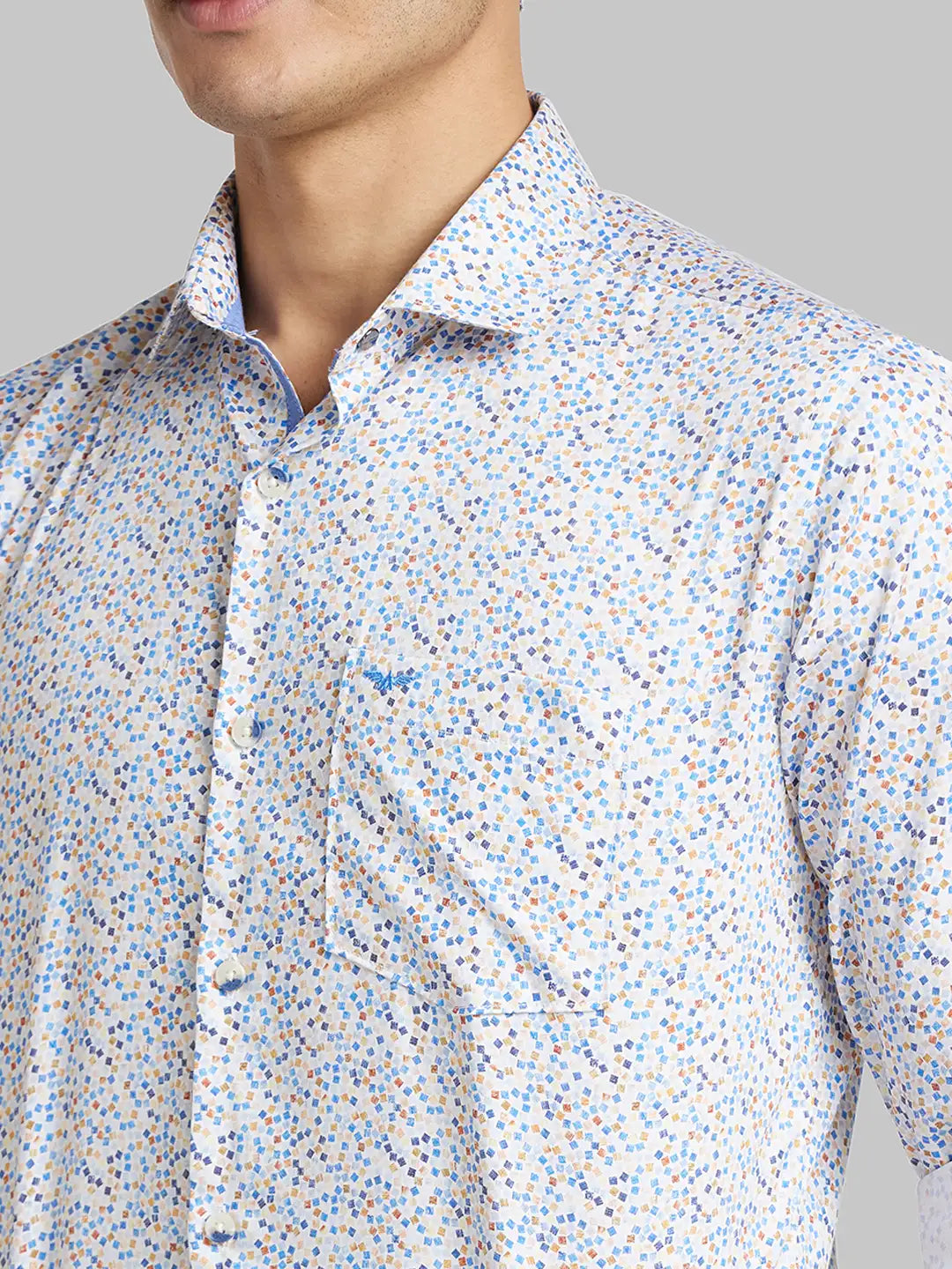 Men Blue Slim Fit Checks  Cotton   Shirts