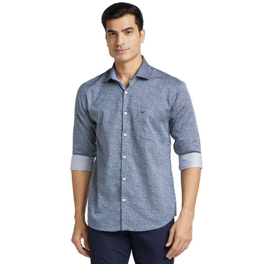 Park Avenue Men Blue Checks Slim Fit Cotton Shirt