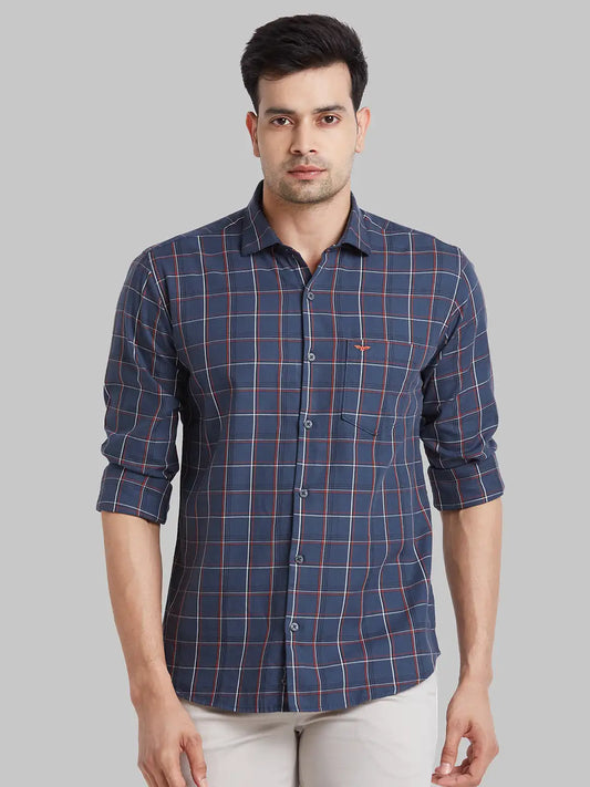 Park Avenue Men Green Checks Slim Fit Cotton Shirt