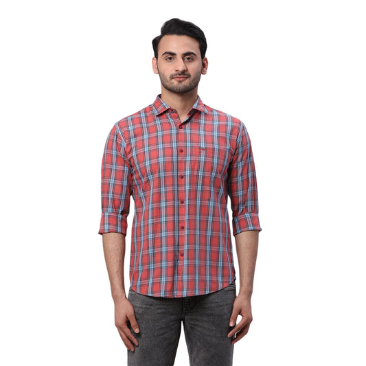 Park Avenue Men Blue Structure Slim Fit Cotton Shirt