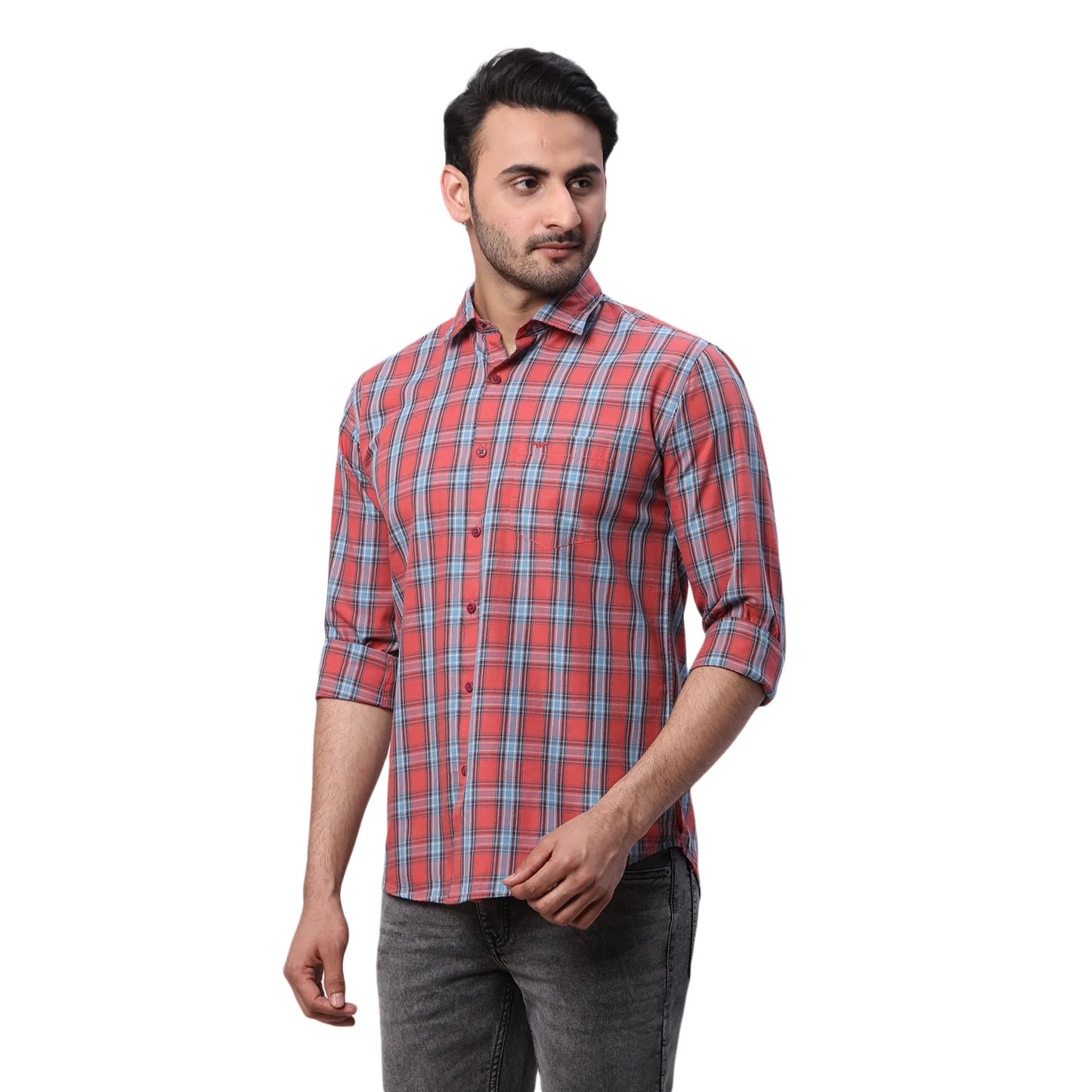 Park Avenue Men Blue Structure Slim Fit Cotton Shirt