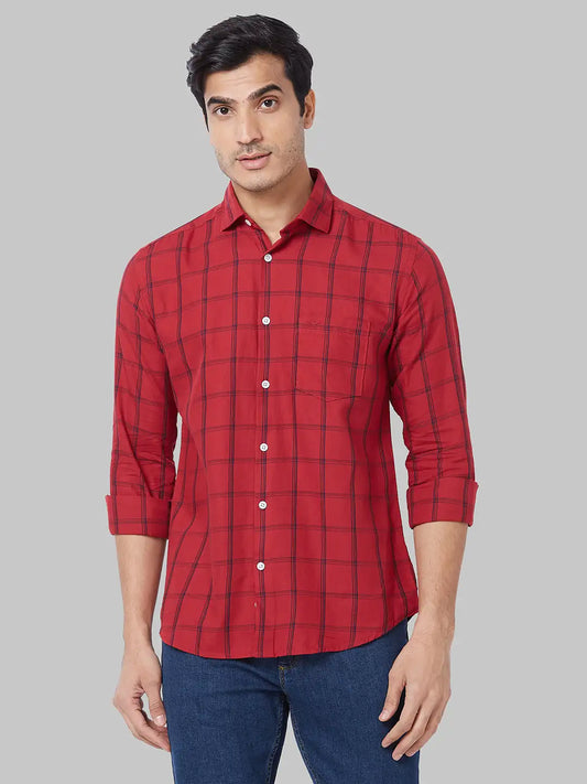 Men Black Slim Fit Checks Cotton Shirts