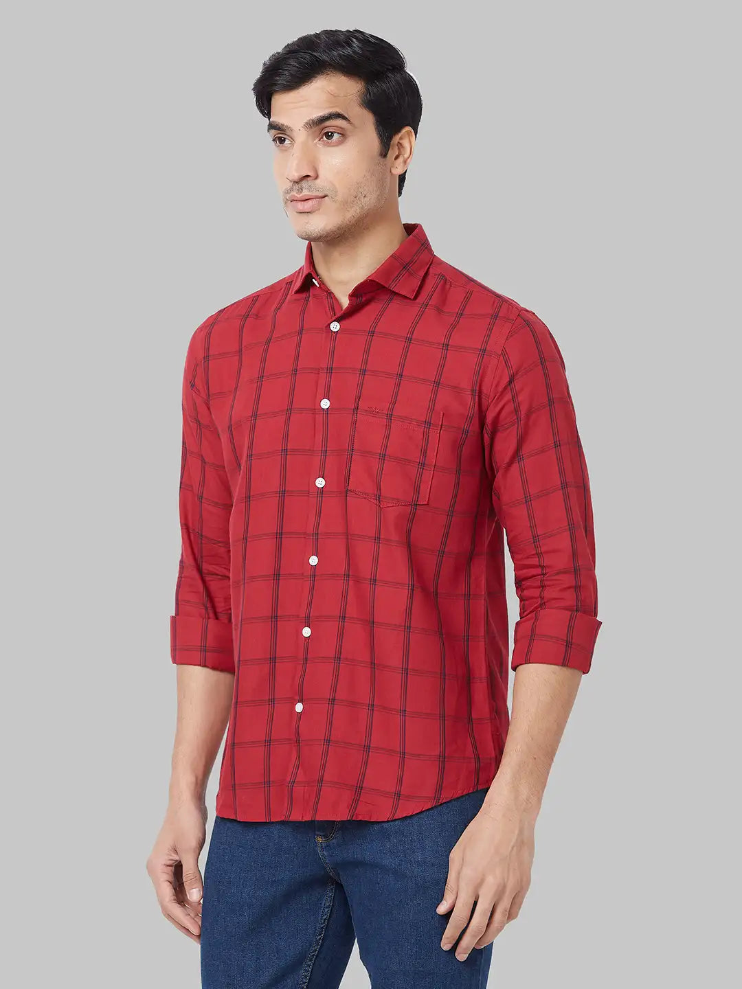 Men Black Slim Fit Checks Cotton Shirts