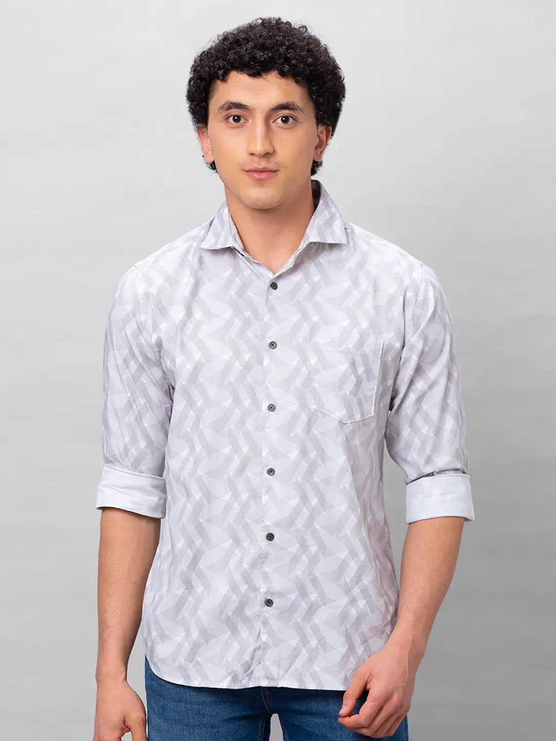 Park Avenue Men White Solid Slim Fit Cotton Shirts