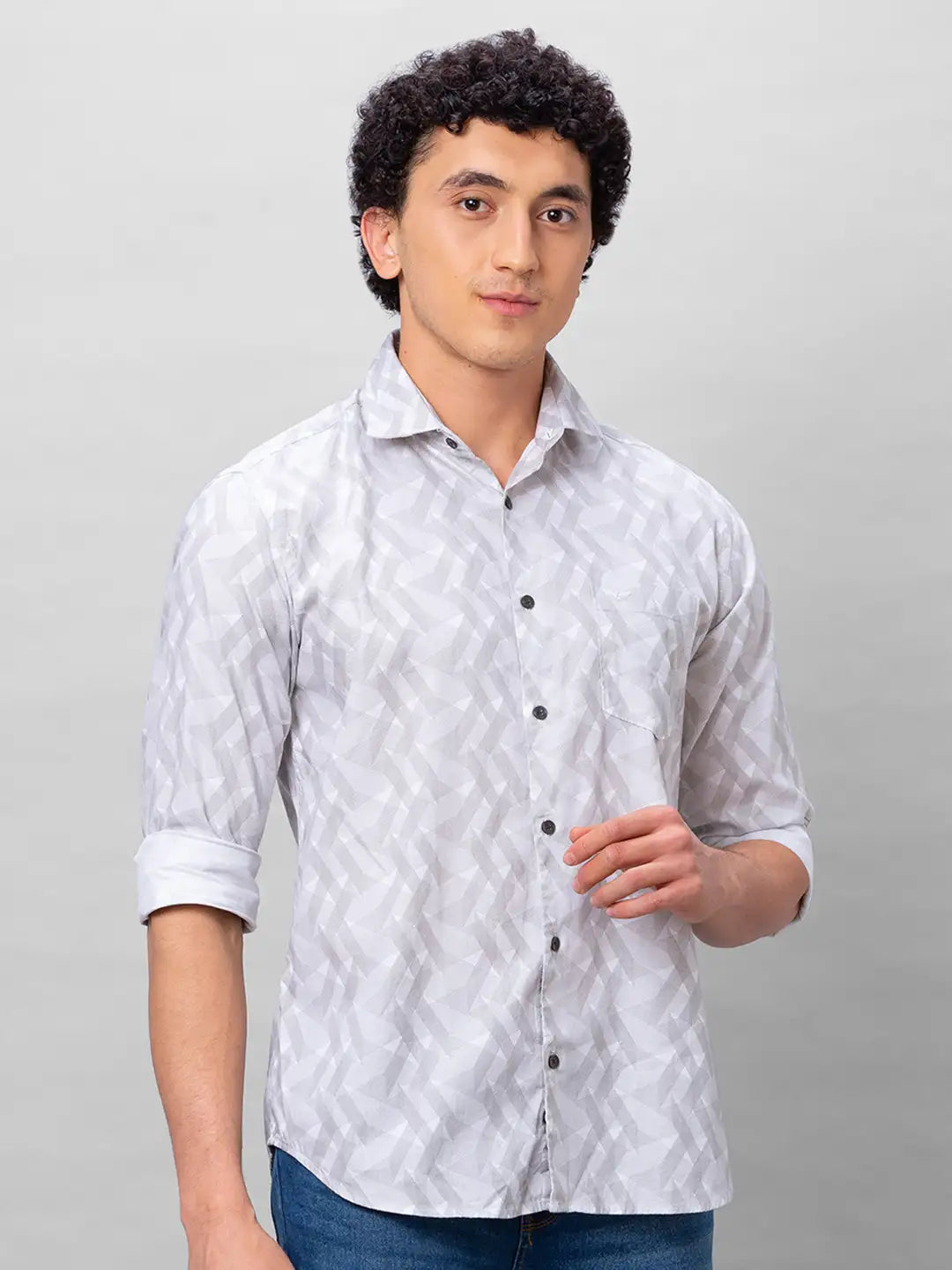 Park Avenue Men White Solid Slim Fit Cotton Shirts