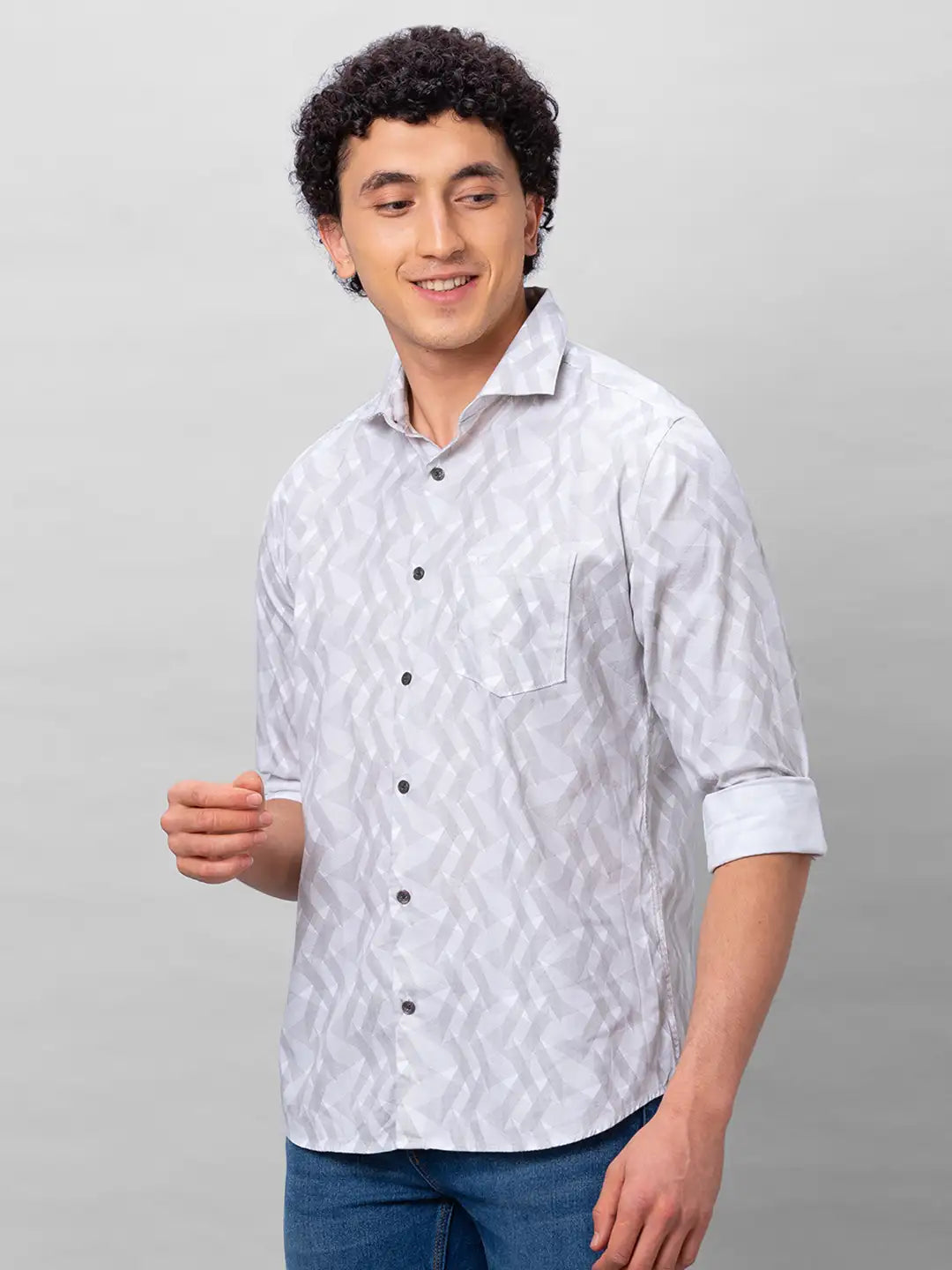 Park Avenue Men White Solid Slim Fit Cotton Shirts